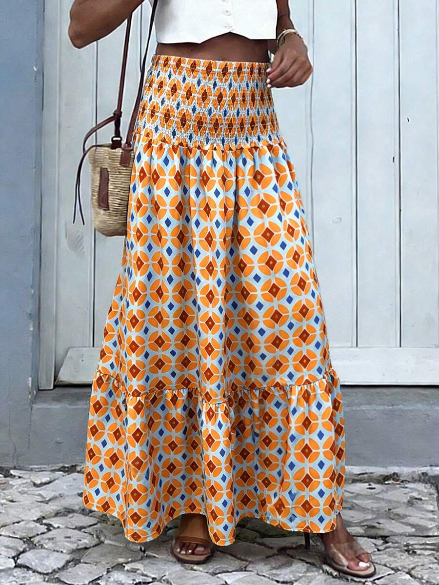 Women's Vacation Casual Geometric Print Skirt Summer - Baby Blue - View 1