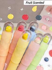 3pcs Random Fruit Scented Soft Tone Highlighter Pen Set - Soft Aesthetic Colors, Slanted Tip, Quick-Drying Non-Bleeding Ink, Perfect For Stress Relief Journaling, Decoration And Planning - Fruit - View 6