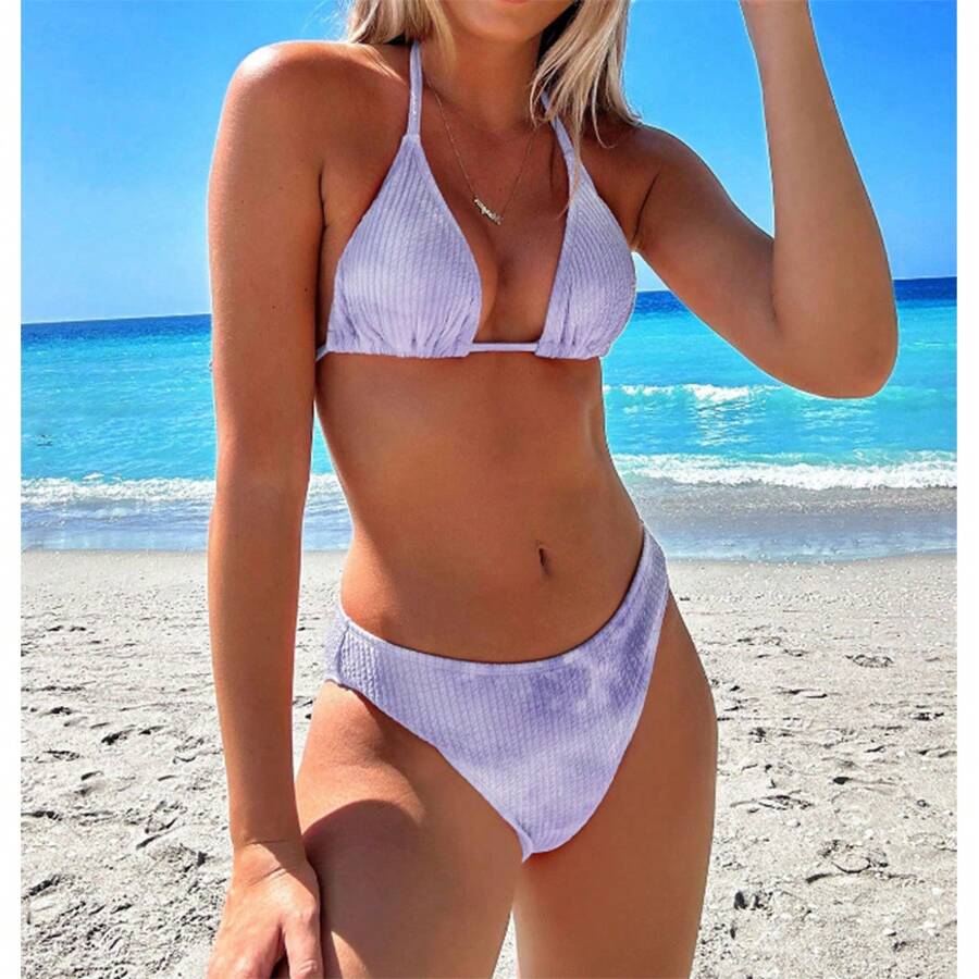 Nuevo bikini sexy con degradado, ajustado, push-up, de cintura alta, estilo de puro deseo, bikini de alta gama para mujeres. - Bikini con degradado morado - Ver 1