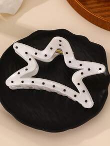 1pc/2pcs Girls Black & White Polka Dot, Pentagram, Geometric Hair Clips, Suitable For Daily Decoration - Multicolor - View 8