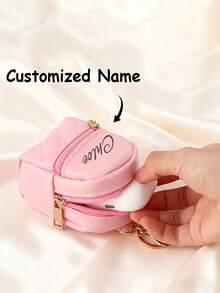 Personalized Vintage Cute Coin Purse, Portable Backpack Style Earphone Storage Bag, Customizable Name, Birthday/Holiday Gift For Family/Friends - Multicolor - View 2