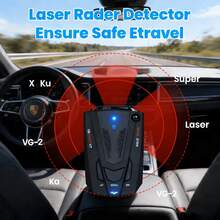 16-Band Automotive Radar & GPS Detector With Voice Alarm & Real-Time Threat Alert, Upgraded 360° Anti-GPS Detector, Rear-End Speed Ticket Avoidance, Enhanced Ty Features For  Driving 9WSA - Solid Black - View 1