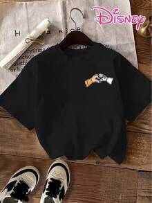Disney Authorized, Toy Story Woody And Buzz Lightyear With Desert Background Printing, Disney's New Summer Short-Sleeved T-Shirts, Casual And Fashionable Printed T-Shirts, Elegant Women's Tops. - 黑色 - 查看 2