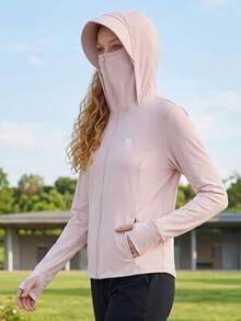 CAMEL CROWN Jaqueta feminina de malha leve com proteção solar, respirável, branca, para primavera/verão, feita com fio original, para ciclismo, com modelagem slim e cintura ajustada, resistente à água e ideal para atividades ao ar livre. - Pó de camélia - Ver 4
