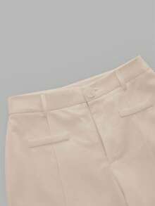 Pantalones Rectos De Verano Con Cintura Alta De Color Azul Claro - Albaricoque - Ver 4