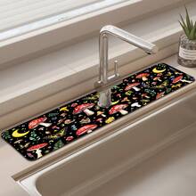 1pc Rubber Faucet Water Splash Mat, Bathroom Faucet Anti-Splash Pad, Waterproof Non-Slip Faucet Mat, Kitchen Countertop Accessory. Protect Your Kitchen Countertop. - Multicolor - View 2