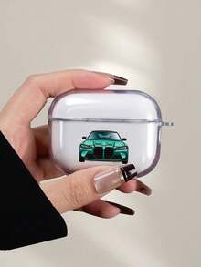 Green Sports Car Pattern Earphone Case, Transparent TPU Material, Reserved Lanyard Hole On Right Side For Easy Carrying, Minimalist And Practical, Suitable For AirPods 3/4/Pro/Pro2/Pro3, An Ideal Birthday Gift For Boyfriend/Girlfriend/Friend, Portable And Practical For Commuting, School, And Sports - Clear - View 4