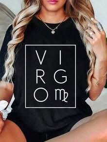 Camiseta Virgo, Signo del Zodíaco, Astrología, Regalo de Cumpleaños, Camisetas de Verano para Mujer, Camisetas Gráficas para Mujer, Blusas para Mujer - Negro - Ver 8