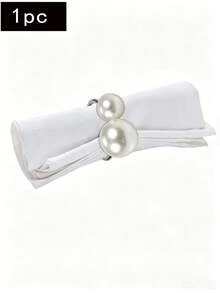1-50pcs High-End Hotel Restaurant Table Decor Large And Small Pearl Napkin Rings, Suitable For Wedding, Holiday Table Decoration - Silver - View 11