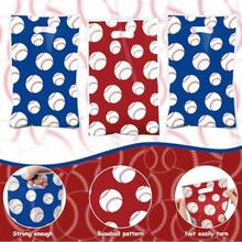 60 bolsas de regalo de plástico de béisbol, bolsas de recuerdo de fiesta de béisbol con asa, béisboles rojos y azules, bolsa de dulces con temática de béisbol, bolsa de regalo de plástico con temática - Rojo y azul - Ver 3