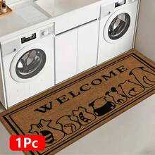 1 pieza Alfombra de cocina de lino con estampado de perro, alfombra, alfombra de baño, felpudo, impresión 3D rectangular, adecuada para sala de estar, dormitorio, pasillo, baño, lavandería - Alfombra de poliéster, decoración del hogar interior y exterior - Multicolor - Ver 18