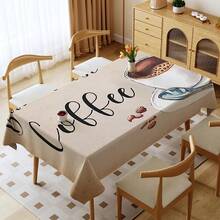 1 pieza, Decoración del hogar, Mantel con estampado de café, Rectangular, Tejido a máquina, Adecuado para cocina del hogar, comedor, cena de fiesta, picnic, camping, cita, boda, decoración de fiesta temática, uso interior y exterior - Multicolor - Ver 16