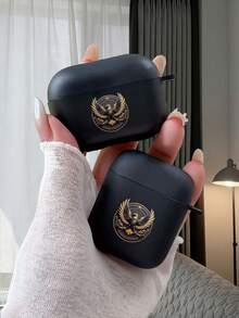 哑光黑金老鹰图案耳机保护套，防刮防摔，清晰印花设计，适用于 3/4/Pro/Pro2/Pro3，复古美式风格，送给男友/女友/朋友的绝佳生日礼物 - 黑色 - 查看 4