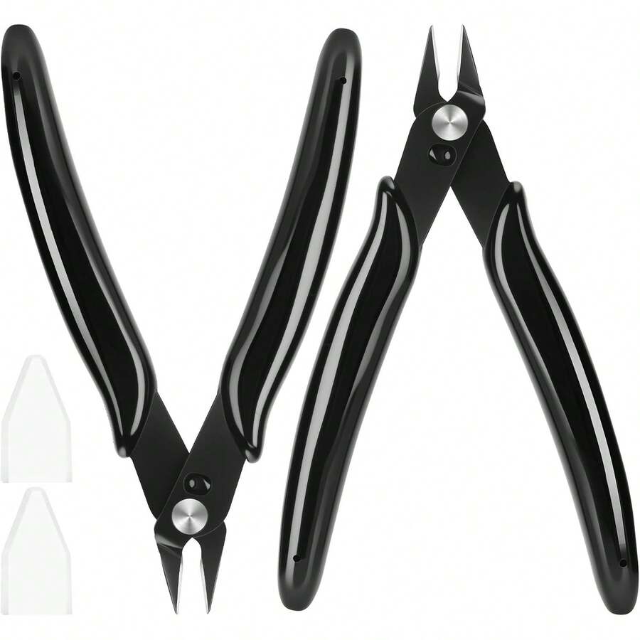2 Pack 5 Inch Precision Micro Flush Cutters – Sharp Zip Tie Cutter For Crafting, Floral, 3D Print, Jewelry, Plastic Models & Electronics - Black (1 Pack) - View 1