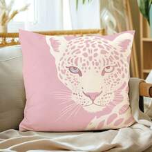 Capa de almofada decorativa com estampa de oncinha colorida, em veludo pêssego, 45*45cm/18*18 polegadas. Ideal para sofás modernos e minimalistas, decoração de sala de estar e como presente. - Multicolorido - Ver 1