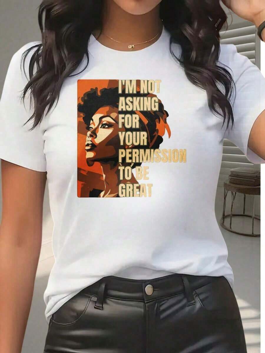 No te estoy pidiendo permiso para ser genial - Camiseta de mujer con declaración audaz y diseño artístico 220g blusa casual mujer - Blanco - Ver 1