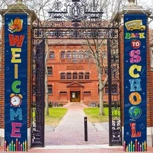 2件組歡迎開學裝飾派對掛旗套組-Welcome Ready To Learn 門口招牌套組,適用幼兒園、幼兒前置班、國小、國中、高中教室,戶外與室內裝飾布簾,適用門口、庭院、教室、居家 - 返校橫幅 - 查看 5
