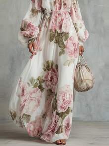 Vestido nuevo de moda, éxito de , estampado, hombros descubiertos, manga de farol, diseño elegante, favorecedor, perfecto para looks de día, citas, eventos y ocasiones especiales - Blanco - Ver 4