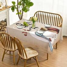 1 pieza, Decoración del hogar, Mantel con estampado de café, Rectangular, Tejido a máquina, Adecuado para cocina del hogar, comedor, cena de fiesta, picnic, camping, cita, boda, decoración de fiesta temática, uso interior y exterior - Multicolor - Ver 10