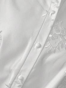 DreamSkyne Blusa de manga larga con volantes, encaje jacquard y bordado de malla para mujer de talla grande, adecuada para otoño/invierno, vuelta al colegio, graduación, vacaciones, San Valentín, Navidad, festivales de música, Día de la Madre, Halloween, Acción de Gracias, Pascua, Día Nacional, bailes, citas, fiestas, bodas, salidas - Blanco - Ver 4