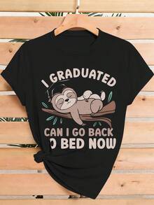 Una camiseta de manga corta para mujer, moderna, a la moda, retro, casual y holgada, adecuada para actividades al aire libre en primavera y verano, con estampados como "Graduada Linda y Relajada", "Graduada Senior con Humor", "Me Gradué, ¿Puedo volver a dormir ahora?", "Camiseta con Patrón de Creencias Religiosas", "Top Casual de Manga Corta con Cuello Redondo", "Regalo Ideal para Cumpleaños o Fiestas" y "Camiseta Casual para el Trabajo Diario".blusas para mujer,blusas casuales para dama,tops,, mujer premium,y2k,playeras de mujer curvy,ofertas y liquidaciones ropa mujer,playeras deportivas para mujer,,playeras de hombre, mujer,blusas>elegante CVHU - Negro - Ver 8