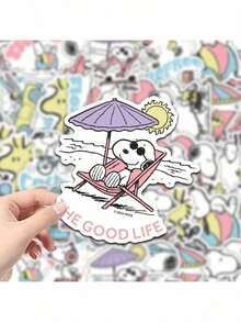 1 bộ/50 miếng nhãn dán trang trí Snoopy hoạt hình dễ thương được cấp phép chính thức, nhãn dán chống nước, quà tặng năm mới, quà tặng Valentine, quà tặng Lễ Phục sinh - Nhiều màu - Xem 3