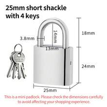 Heavy Duty Stainless Steel Padlock, Small Size Lock For Home, Locker, Luggage, Waterproof & Rust-Proof, Anti-Theft, Comes With 4 Keys - Small Padlock - View 14