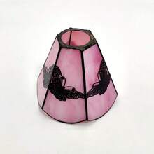 1pc Pink Butterfly Pattern Colored Glass Lamp Shade, Diameter 4cm Top, 15cm Bottom, Suitable For Table Lamp, Pendant Light, Wall Light, Ceiling Light Replacement - Style B - View 5