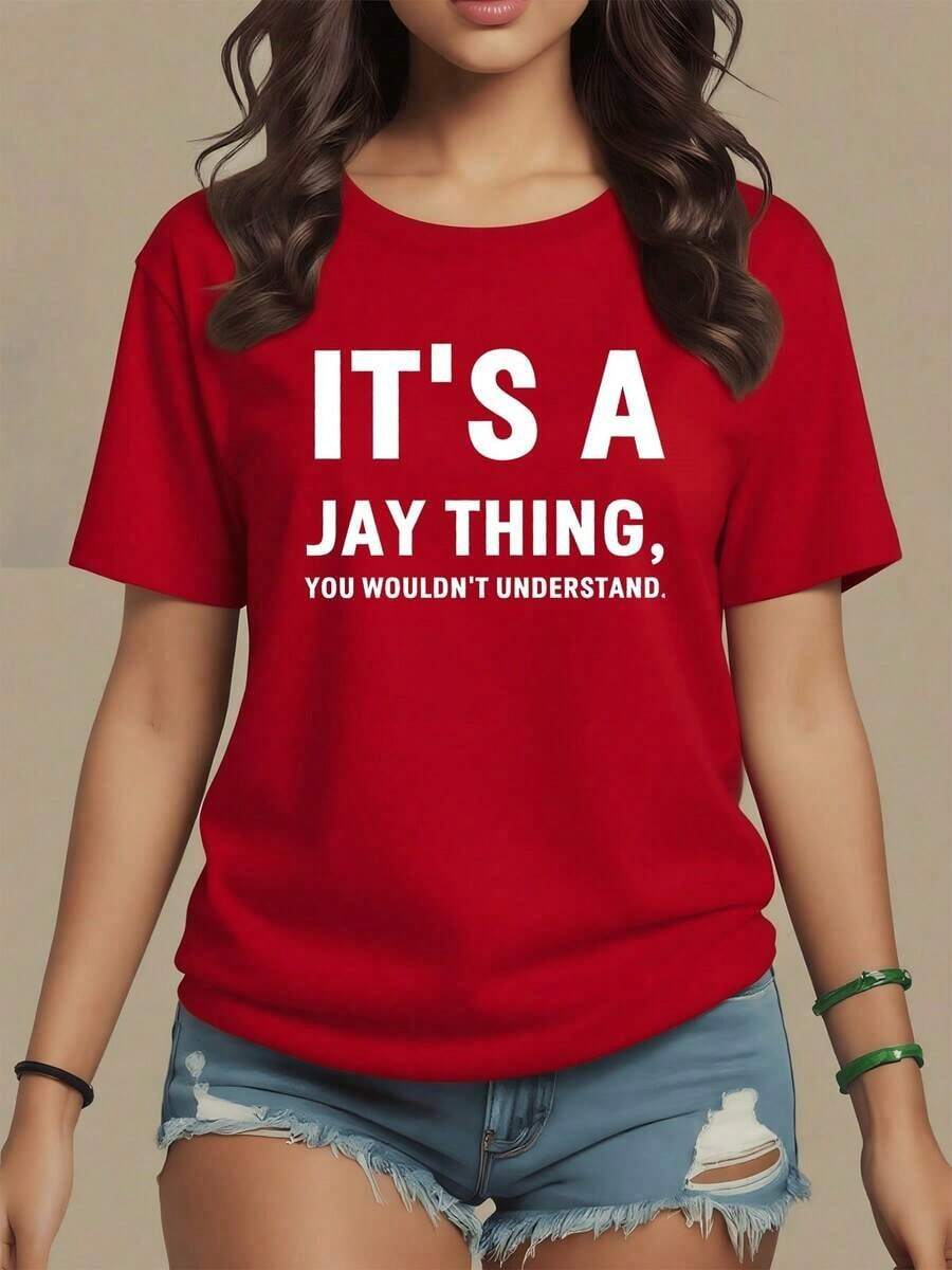 ComfortableFrase divertida que celebra la identidad personal con palabras enérgicas que inspiran orgullo y autenticidad camiseta de mujer cómoda 100% algodón ideal para uso casual diarioFashion All-match Women's Short Sleeve T-shirt, Basic Style for Inner & Outer Wear - Rojo - Ver 1