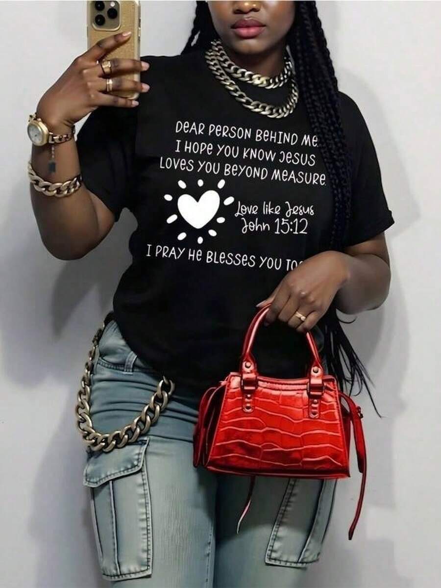 Camiseta unisex de manga corta, para mujerInspiradorReligiosoCitaGráficoCortoMangaTCamisaEstimado/aPersonaDetrásYoYoEsperanzaTúSabesJesúsAmoresTúCorazónImprimirInformalSuperior,CómodoVersátilAjusteParaTodosCuerpoTipos,DesvanecimientoResistenteDespuésMúltipleLavados,AdecuadoParaDiarioRopaYDeportes,GenialRegaloParaDía de la MadreDía&CincoDeMayoplayerashombre, , , Dazymujer,romwehombres, bohochic,maestrasregalos,camisetaparaconjuntos de mujercon curvasparamu,y2k, - Negro - Ver 1