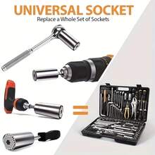 2pcs Universal Torque Wrench 7-19mm Hex Sockets, Multi-Function Socket Wrench Set, Professional Versatile Electric Socket Tool - Universal Sleeve - View 10
