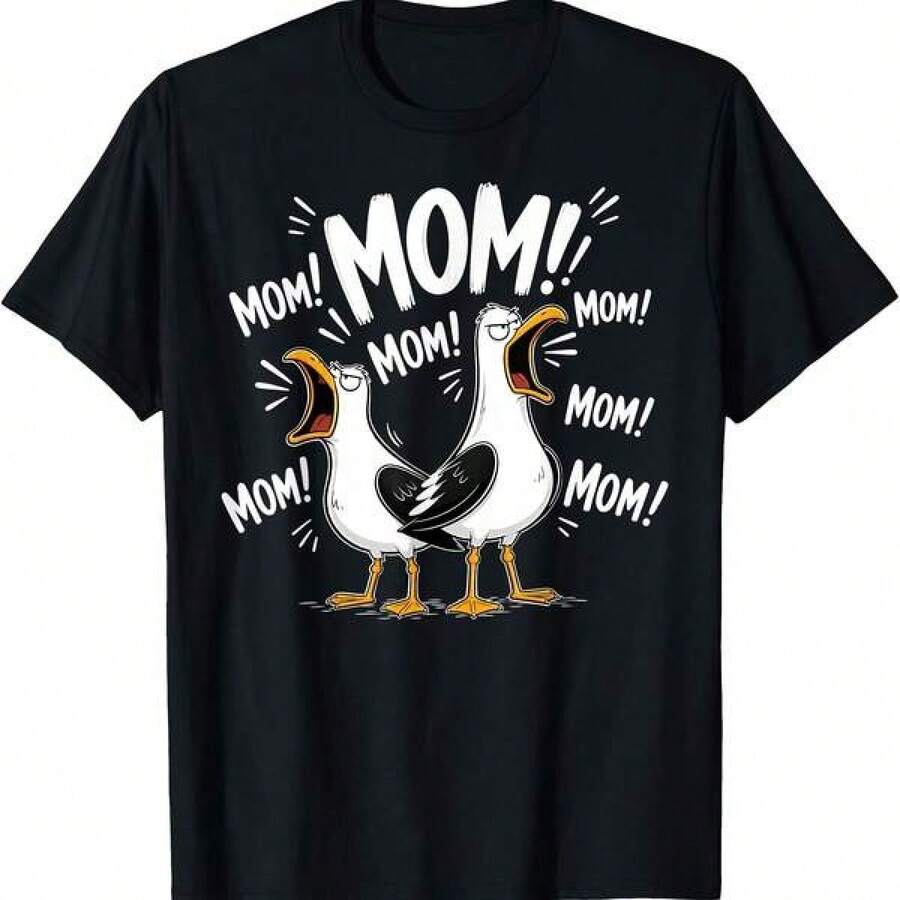 Camiseta Divertida para Mamá Gaviota que Grita "MAMÁ" para el Día de la Madre - Negro - Ver 1
