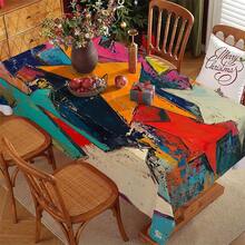1pc, Home Decor, Star Pattern Printed Tablecloth, Rectangular, Machine Woven, Suitable For Home Kitchen Dining Room, Party Dinner, Picnic Camping, Date, Wedding, Theme Party Decoration, Indoor And Outdoor Use - Multicolor - View 9