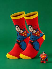 3 Pairs Warner Bros. Superman Fashionable Socks, Comfortable Breathable Non-Slip, Suitable For All Occasions - Multicolor - View 2