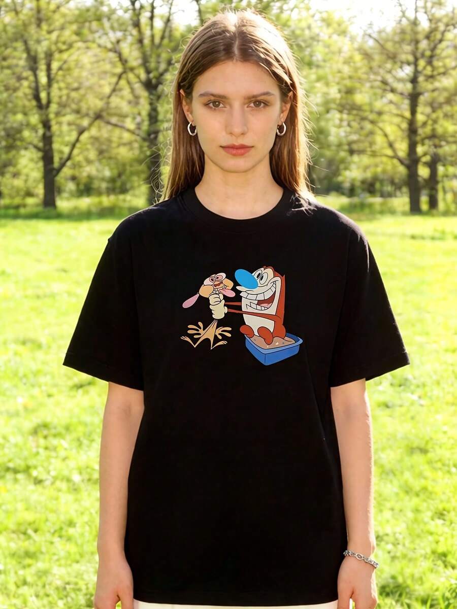 Camiseta de Mujer con Estampado de Gato Darwin - Camiseta de Manga Corta Casual y Cómoda de 180g, Perfecta para Reuniones Familiares y Eventos de Empresa - Camiseta Unisex de Estilo Urbano Vintage, de Algodón, Manga Corta y Cuello Redondo - Blanco - Ver 1