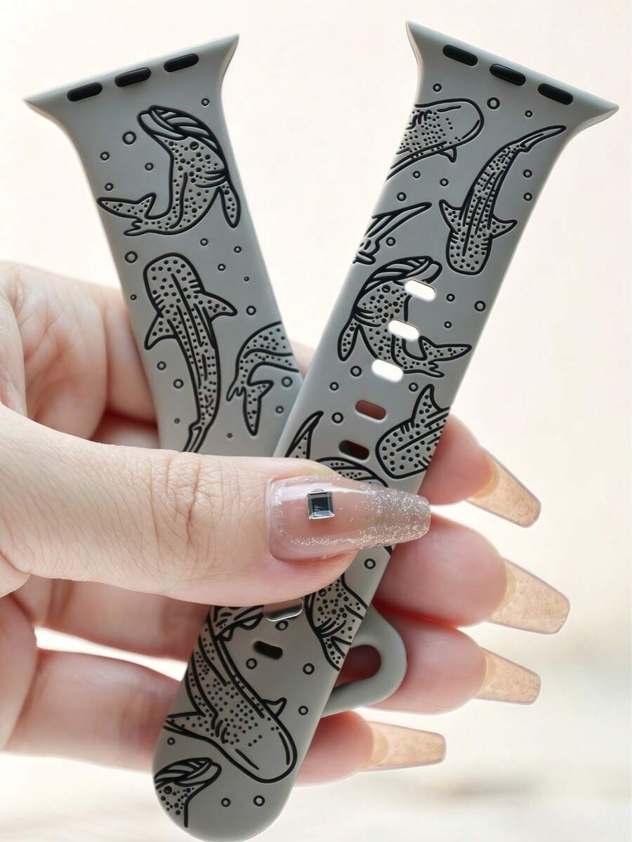 1件女款小眾時尚海洋主題配件,海洋生物雕刻軟矽膠運動替換錶帶,兼容 38/40/41/42/44/45/46/49mm 所有尺寸 (S10/11 42mm/46mm),兼容 Ultra2/Ultra/SE2/SE、1-10 系列和 11,適合日常通勤與度假穿搭 - 星光 黑 - 查看 1