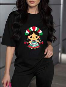 SoftMuñeca tradicional mexicana con trenzas y vestido colorido que simboliza la alegría y el orgullo cultural nacional camiseta para mujer 100% algodón suave y cómoda ideal para uso diarioNew Summer Women's T-shirt, Casual and Comfortable Crew Neck Top - Negro - Ver 12