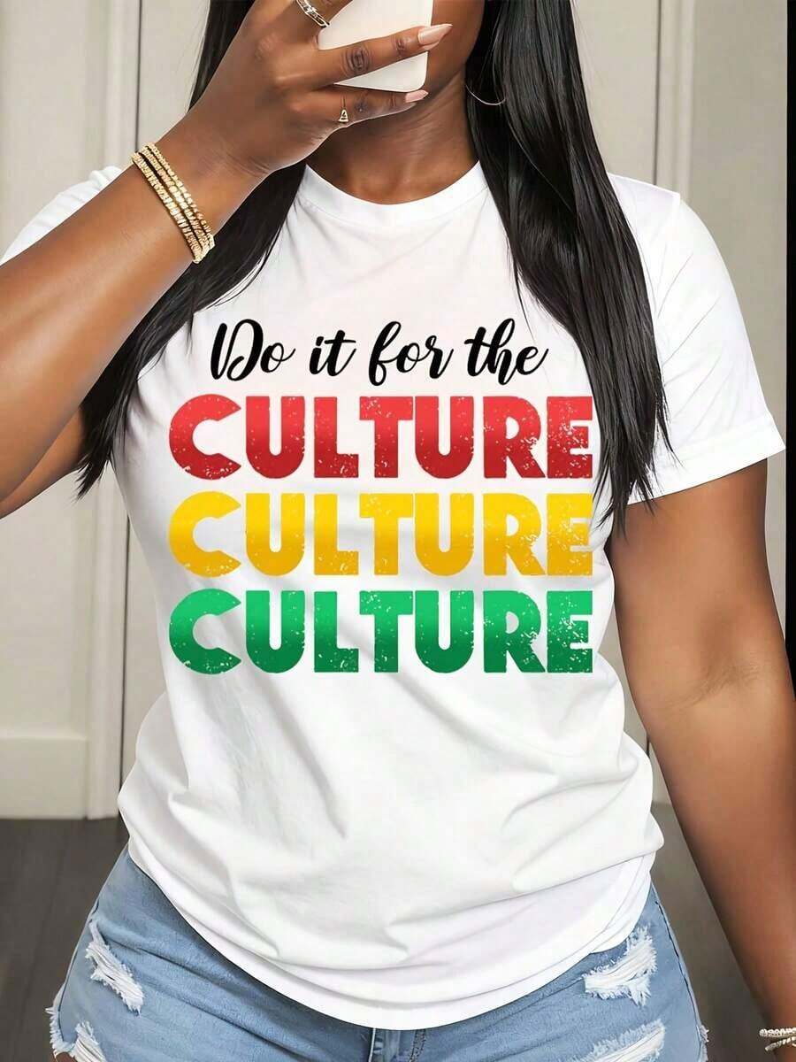 Camiseta de Mujer con Estampado Gráfico de Orgullo Cultural para Uso Diario y Celebraciones Culturales - Blanco - Ver 1