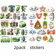18er/Set Aquarell Gurke & Slogan Aufkleber, lustige Doodle Aufkleber für Tagebuch, Wasserflasche, Laptop - verschiedene Designs, Scrapbooking Planer ästhetische Schreibwaren, kreatives personalisiertes Aufkleber Set Schulbedarf - Raster - Übersicht 12