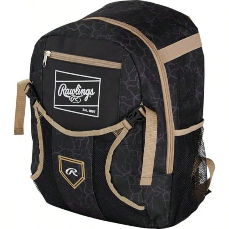 Rawlings FRANCHISE 2.0 Mochila para jugador Béisbol/Softbol Rec/Viajes Múltiples estilos - Negro / Dorado - Ver 1
