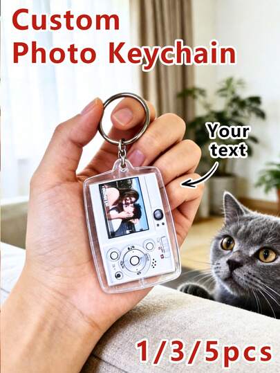 Bộ 1/3/5 móc khóa ảnh hình máy ảnh tùy chỉnh, thiết kế máy ảnh cá nhân hóa lấy cảm hứng từ máy ảnh kỹ thuật số cổ điển, có thể nhúng ảnh người dùng, thích hợp làm quà tặng nhỏ hàng ngày, quà tặng cặp đôi, quà tặng bạn thân, dễ dàng mua lại nhiều lần, cũng thích hợp làm quà lưu niệm cho lớp học/sự kiện, thích hợp cho sinh nhật, Ngày Valentine, kỷ niệm, mùa tốt nghiệp, Ngày bạn thân và các dịp khác.