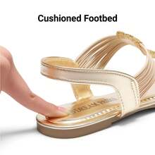Women's Elastic Strappy String Thong Ankle Strap Summer Gladiator Sandals - Gold - View 4