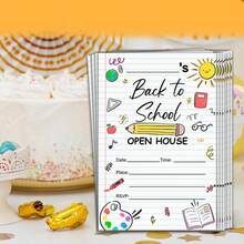 Back-To-School Themed Invitation Cards, Cute Notebook-Style Open Day Invitations Suitable For Teachers And Students, Classroom Event Party Supplies. - View 4