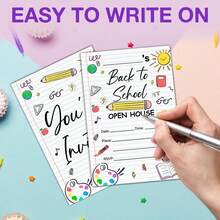 Back-To-School Themed Invitation Cards, Cute Notebook-Style Open Day Invitations Suitable For Teachers And Students, Classroom Event Party Supplies. - View 5