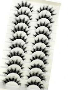 10 Pairs New 5D Ultra Soft Natural Short False Eyelashes, Create Natural Makeup Look - Black - View 4