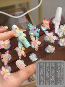 Summer New Arrival Glass Icy Flower 3D Silicone Nail Art Mold - Clear - View 12