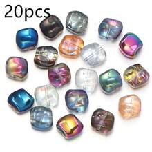 20pcs/Pack Asymmetrical Square Electroplated Glass Beads, Colorful Semi-Transparent Iridescent Glass Crystal Square Beads 12X11mm For DIY Earrings, Bracelets, Phone Charms, Jewelry Accessories - Glass Square Beads - View 13