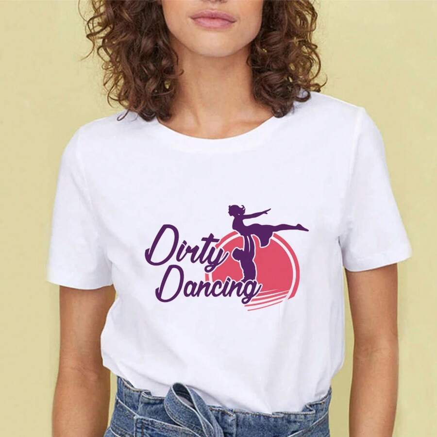 Camisetas de Dirty Dancing para Mujer, Estampadas, Gráficas, Vintage, de Manga Corta, Casuales, Streetwear, Ropa Divertida - Blanco 1 - Ver 1