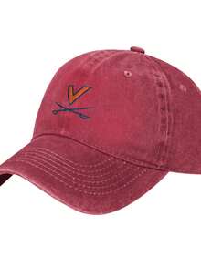 Virginia Cavaliers Logo & Crossed Swords Baseball Cap ,1pc Classic Fashion Sport Cap,Couple Style Vintage  Baseball Hat,  Adjustable Sunscreen Leisure Hat,  For Spring, Autumn, Travel, Beach Vacation,Trucker Hats For Women Man,Fathers Day Gift - 紅色 - 查看 2
