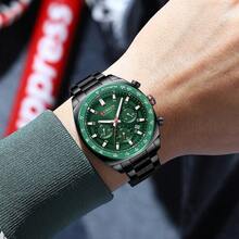 Curren Fashionable Men's Quartz Chronograph Waterproof Stainless Steel Band Automatic Date Luminous Wristwatch - Multicolor - View 4